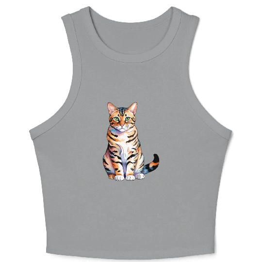 Leopard Cat Watercolor Crop Tank Top