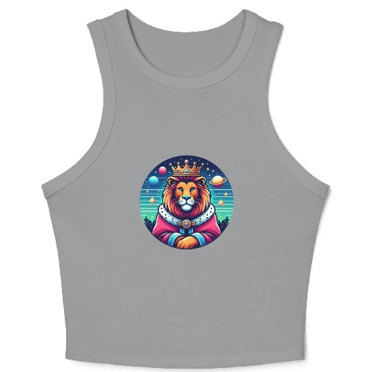 An lion wearing a crown and royal robes Crop Tank Top