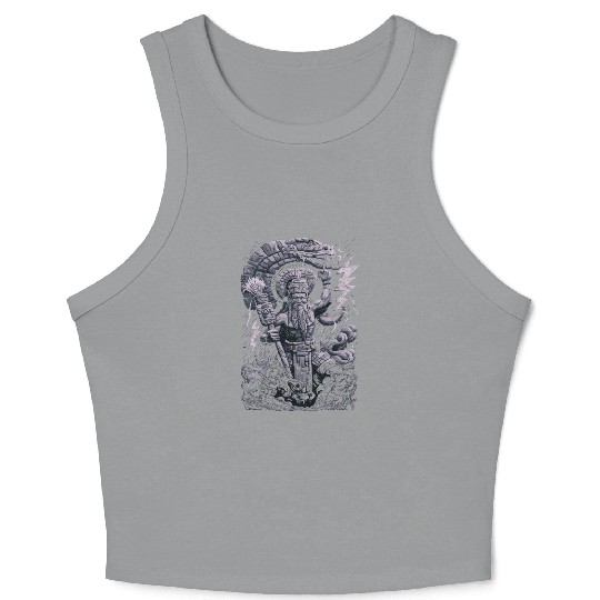 Maya God Mayan Mythology Chaac with Lightning and Crop Tank Top