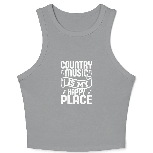 Country Music Is My Happy Place Western Cowboy Crop Tank Top