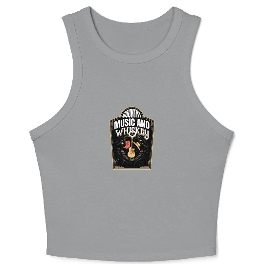 Country Music & Whiskey Cowboy Western Crop Tank Top