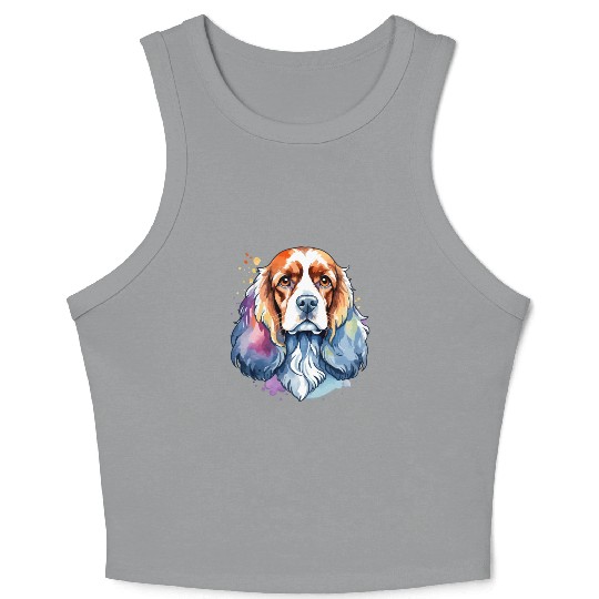 American Cocker Spaniel Watercolor Crop Tank Top