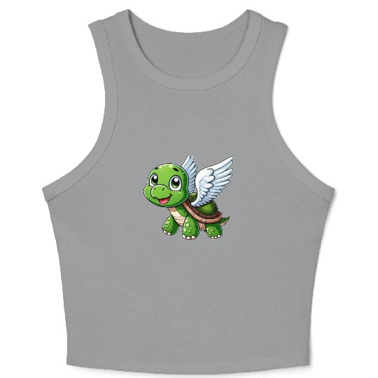 Turtle Angel Wings Halo Farm Farmer Crop Tank Top
