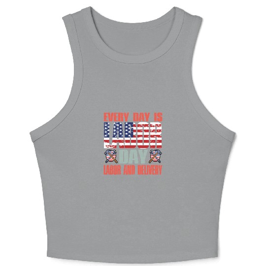 Happy Labor Day Crop Tank Top For Labor Day Messy Bun USA