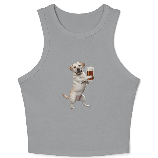 Labrador Drinking Beer Realistic Crop Tank Top