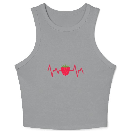 raspberry heart beat funny cute for fruit lover Crop Tank Top