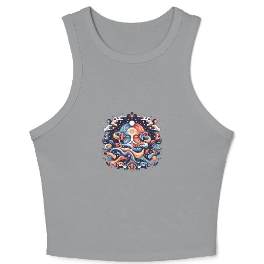 Cosmic Harmony Abstract Art Crop Tank Top