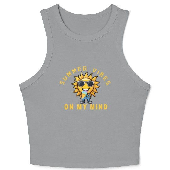 Summer Vibes Sunflower Crop Tank Top