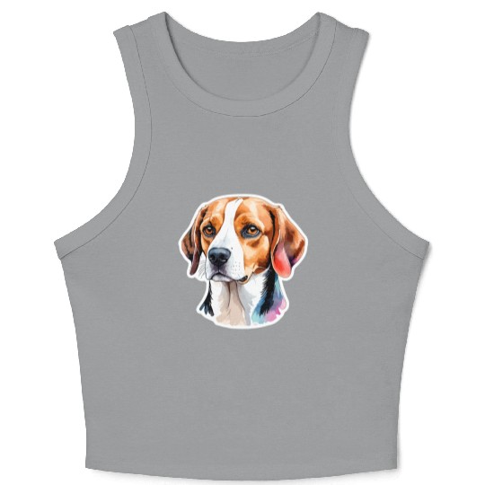 Beagle Watercolor Crop Tank Top