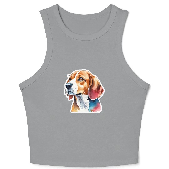 Beagle Watercolor Crop Tank Top