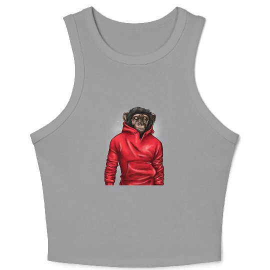 Monkey Wearing A Red Crop Tank Top Animal Lover Graphic