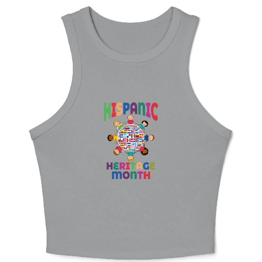 Hispanic Heritage Month Kids Countries Flags World Crop Tank Top