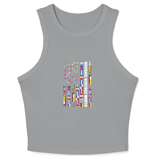 Hispanic Heritage month USA Flag all Countries Crop Tank Top
