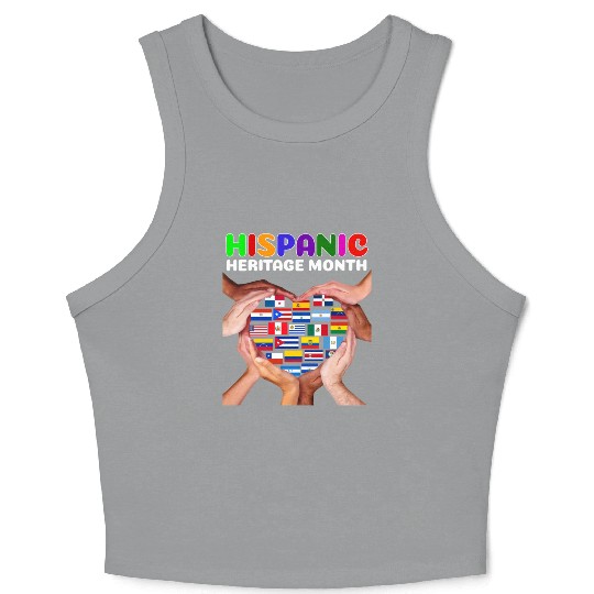 Hispanic Heritage Month All Countries Heart Hands Crop Tank Top