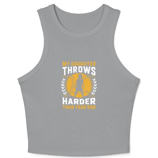 Throw Harder Softball Dad Funny Daddy Father's Day Crop Tank Top