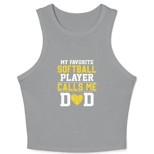 Softball Dad Funny Daddy Father's Day Crop Tank Top