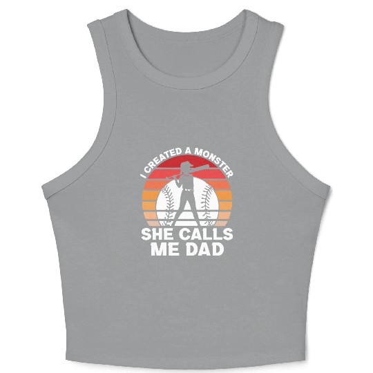 Calls Me Softball Dad Funny Daddy Father's Day Crop Tank Top