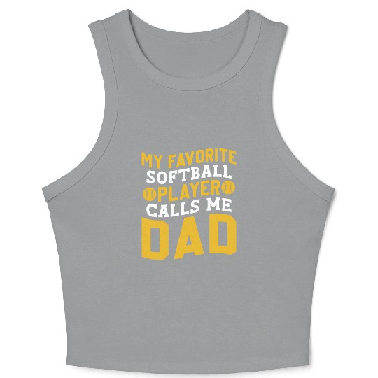 Calls Me Softball Dad Funny Daddy Father's Day Crop Tank Top