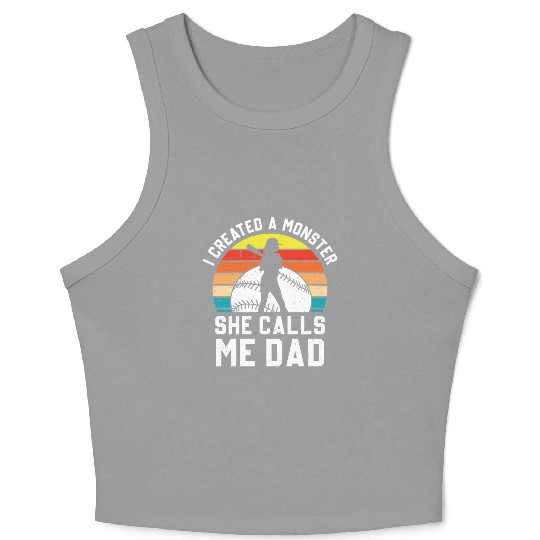Calls Me Softball Dad Funny Daddy Father's Day Crop Tank Top