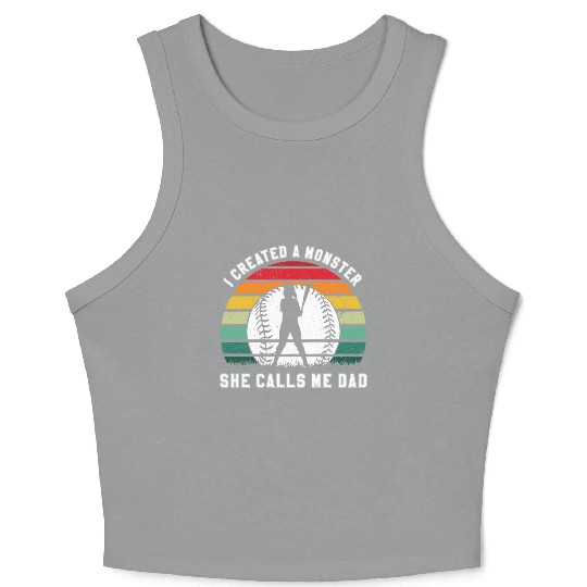 Calls Me Softball Dad Funny Daddy Father's Day Crop Tank Top