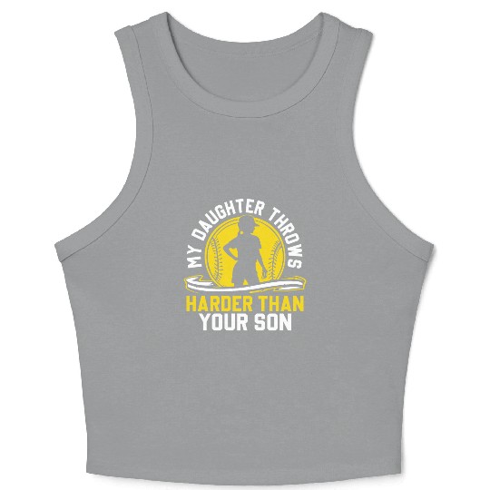 Throw Harder Softball Dad Funny Daddy Father's Day Crop Tank Top