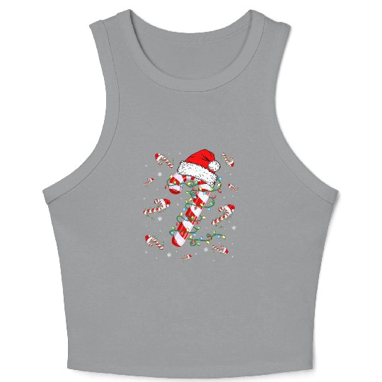 Candy Cane Lights Christmas Crop Tank Top