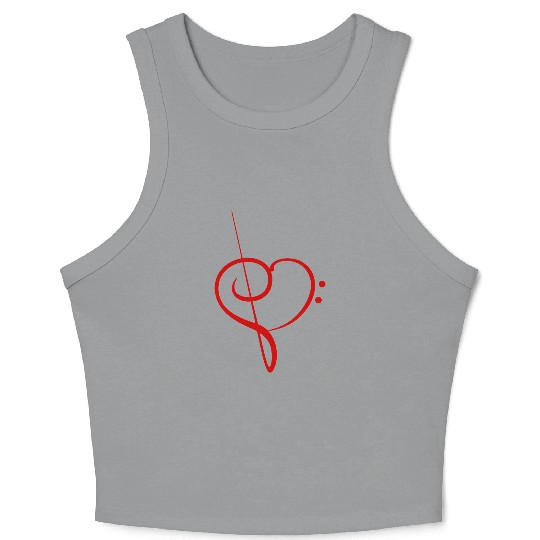 Music Bass Clef Heart Love Note Treble Sound Logo Crop Tank Top