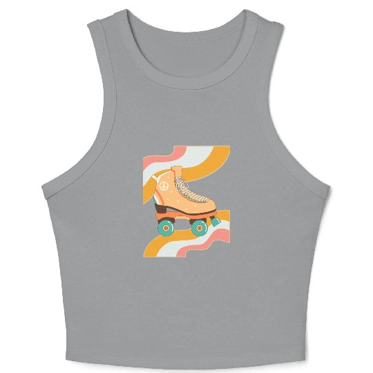 Vintage 90s Aesthetic Retro Roller Skates Crop Tank Top
