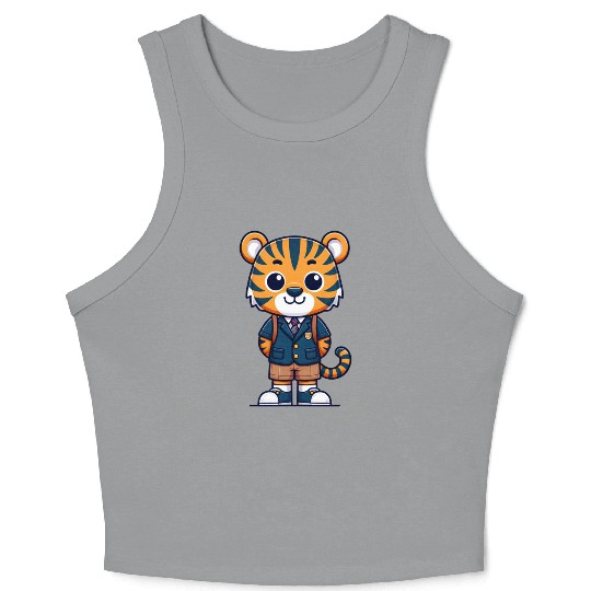 Cute Schoolboy Tiger Crop Tank Top