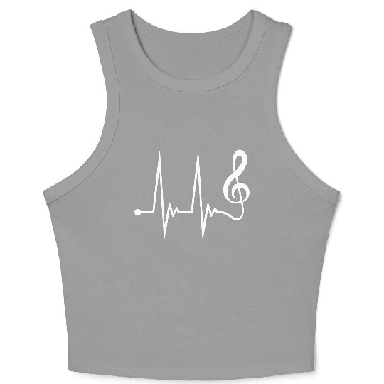 Music Clef Note Violin Treble Sound Pulse ECG Crop Tank Top