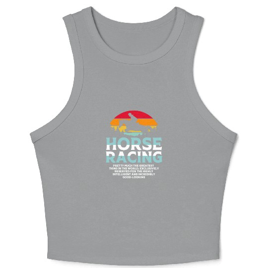 Retro Sunset Horse Racing Equestrian Horse Show Crop Tank Top