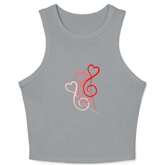 Three Music Clef Bass Heart Love 3 Note Sound Logo Crop Tank Top