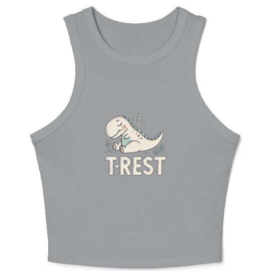 T-Rest Funny T-Rex Dinosaur Sleeping Dino Snore Crop Tank Top