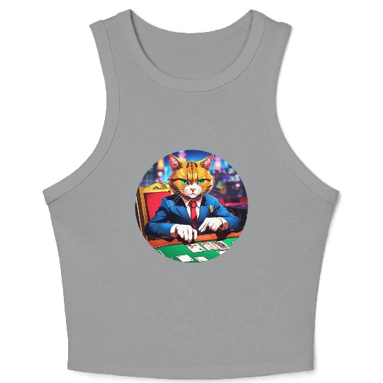 The Gambler Cat's Blackjack Night Crop Tank Top