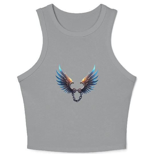 Handcuffs Flapping Their Wings To Freedom Crop Tank Top