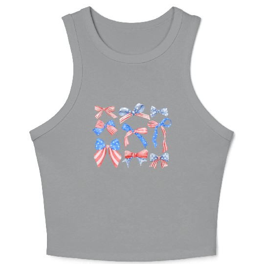 Red White Blue American Coquette Crop Tank Top