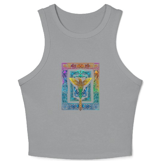 Hummingbird Colorful Mandala Animal Crop Tank Top