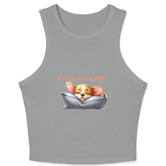 Sleeping little corgi -Energy Saving Mode Crop Tank Top