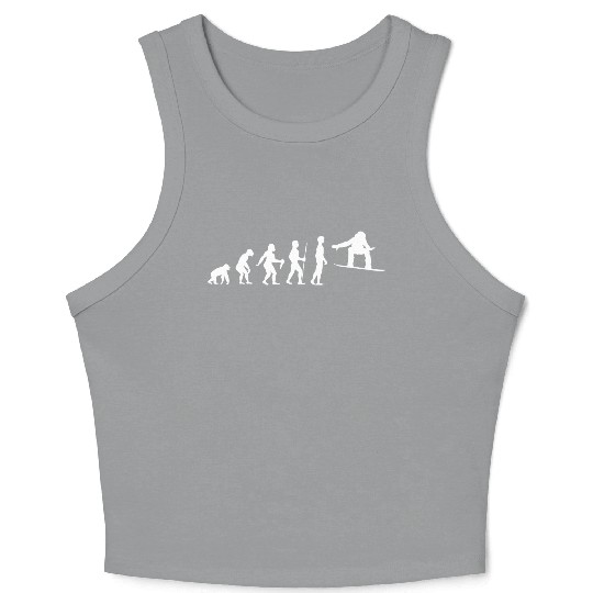 FUNNY HUMAN EVOLUTION TO SNOWBOARDER Crop Tank Top