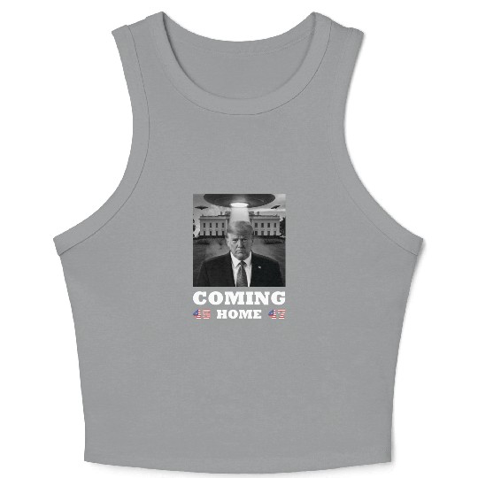 Trump Coming Home with UFOs over the White House Crop Tank Top