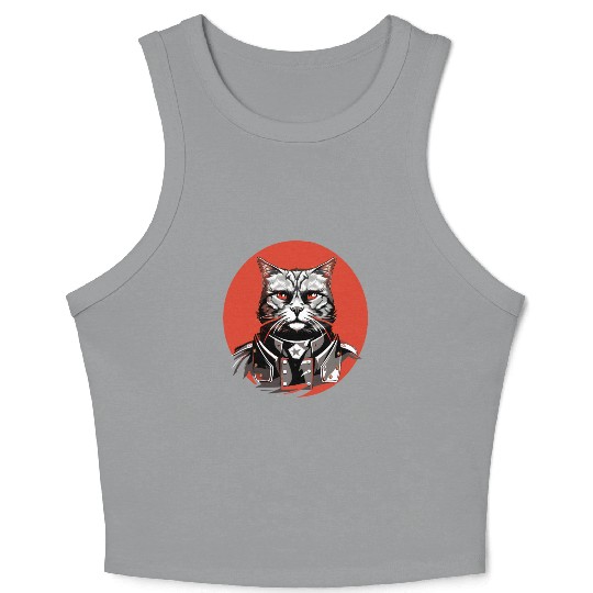 Commanding Military Cat General Crop Tank Top