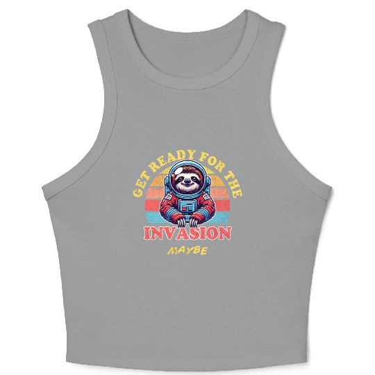 Alien sloth, get ready for the invasion Crop Tank Top