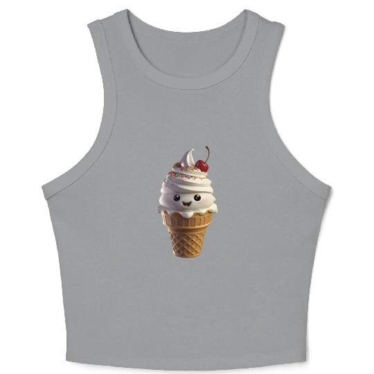 Happy Ice Cream Realistic Crop Tank Top