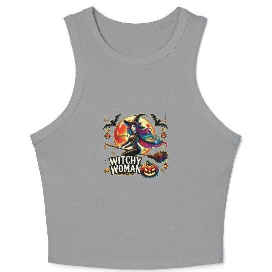 Couple Halloween Husband Witchy Woman Halloween Crop Tank Top