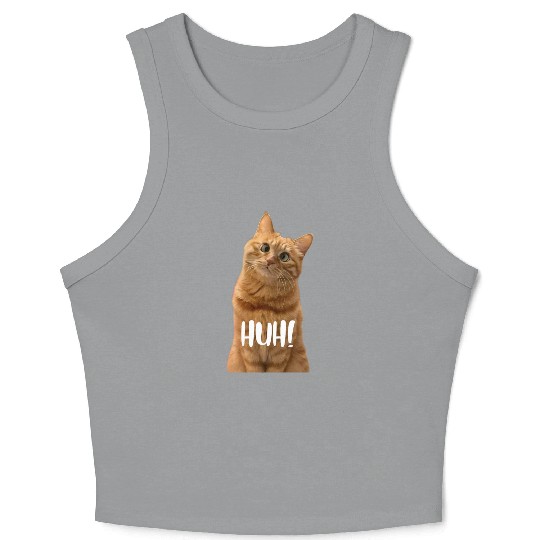 Funny Cross-Eyed Cat Meme Huh Funny Cat Crop Tank Top