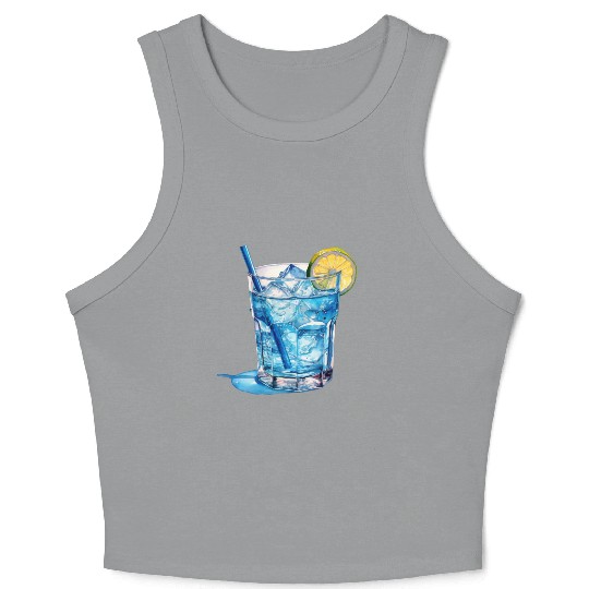 Blue Cocktail Crop Tank Top