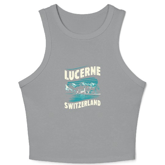 Lucerne Switzerland Souvenir Scenic Mountains Crop Tank Top