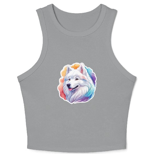 Samoyed Dog Watercolor Crop Tank Top