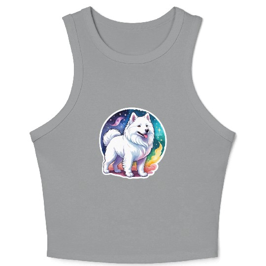 Samoyed Dog Watercolor Crop Tank Top