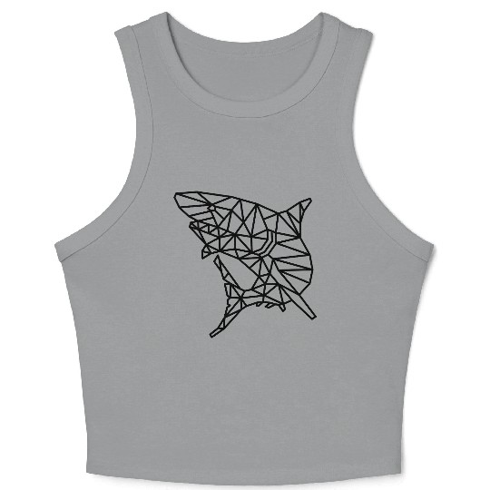 Jaws of Style: Geometric Shark Fashion Crop Tank Top